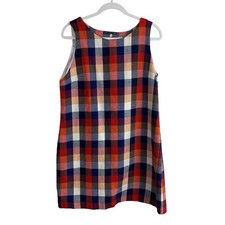 Kiel James Patrick Plaid Shift Dress Size XL Multicolor 100% Cotton Made In USA