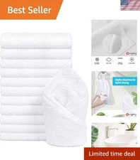 Essential 12-Pack White Microfiber Towels - Highly Absorbent & Multi-Purpose