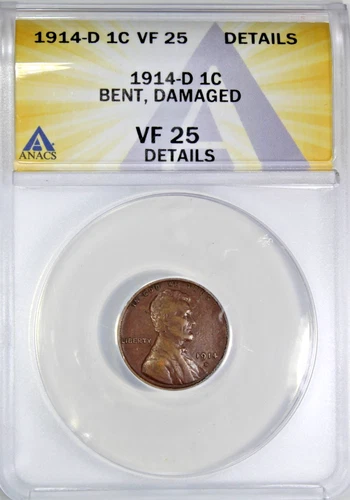 1914-D ANACS VF25 Details Key Date Lincoln Wheat Cent | Free Shipping