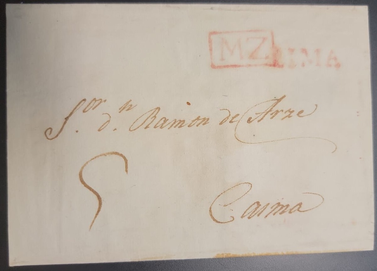 O) PERU, PRESTAMP - PREPHILATELIC, MZ IN BOX LIMA, MARK IN RED
