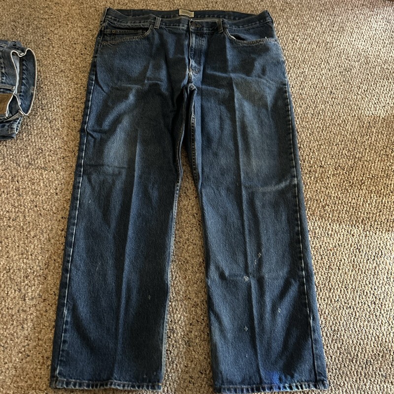Schmidt Workwear jeans 42x32 Work Pants Blue  Med Wash 5 Pocket GUC