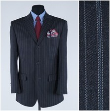 Mens Striped Sport Coat 40R US Size FELLINI Dark Grey Blazer Jacket