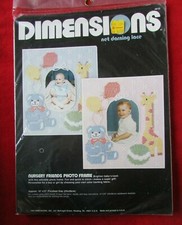 1984 Dimensions Nursery Friends Photo Frame Net Darning Lace Kit 4810 NOS USA