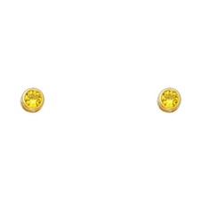 Girl 14k Yellow Gold Birthstone November Topaz Round Screw Back Earring Stud Kid