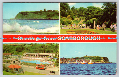 R738808 Greetings from Scarborough Rough Sea North Bays Swimming Pool Italian Ga