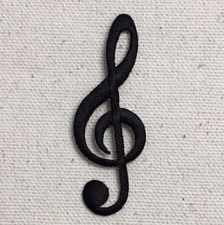 Black - Treble G Clef Note/Cleft - Musical - Iron on Applique/Embroidered Patch