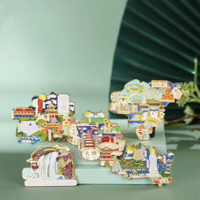 China Cities Souvenirs Fridge Magnets Metal Refrigerator Sticker for Home Decor