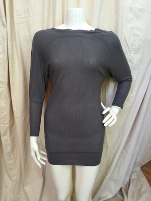Kookai France Dark Gray Viscose Knit Dolman Sleeve Button Back Sweater Dress  1 | eBay