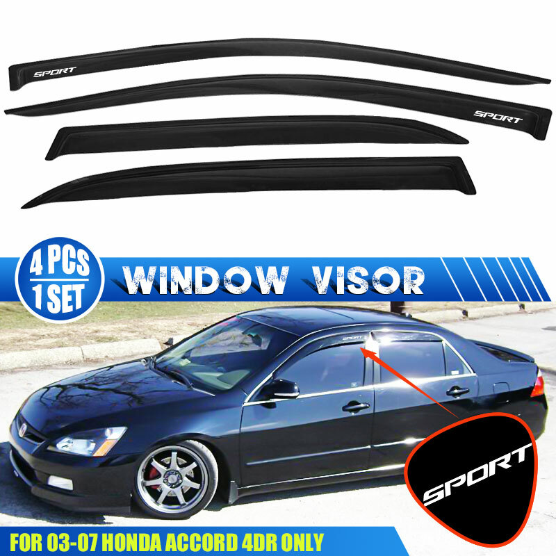 Fits 03-07 Honda Accord Sedan Window Visor Guard Deflector Shade w/ Silver Mugen | UK