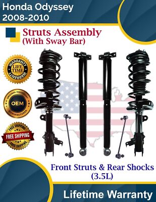 Front Struts & Rear Shocks W/Sway Bar For 2008-2010 Honda Odyssey Lifetime Warr