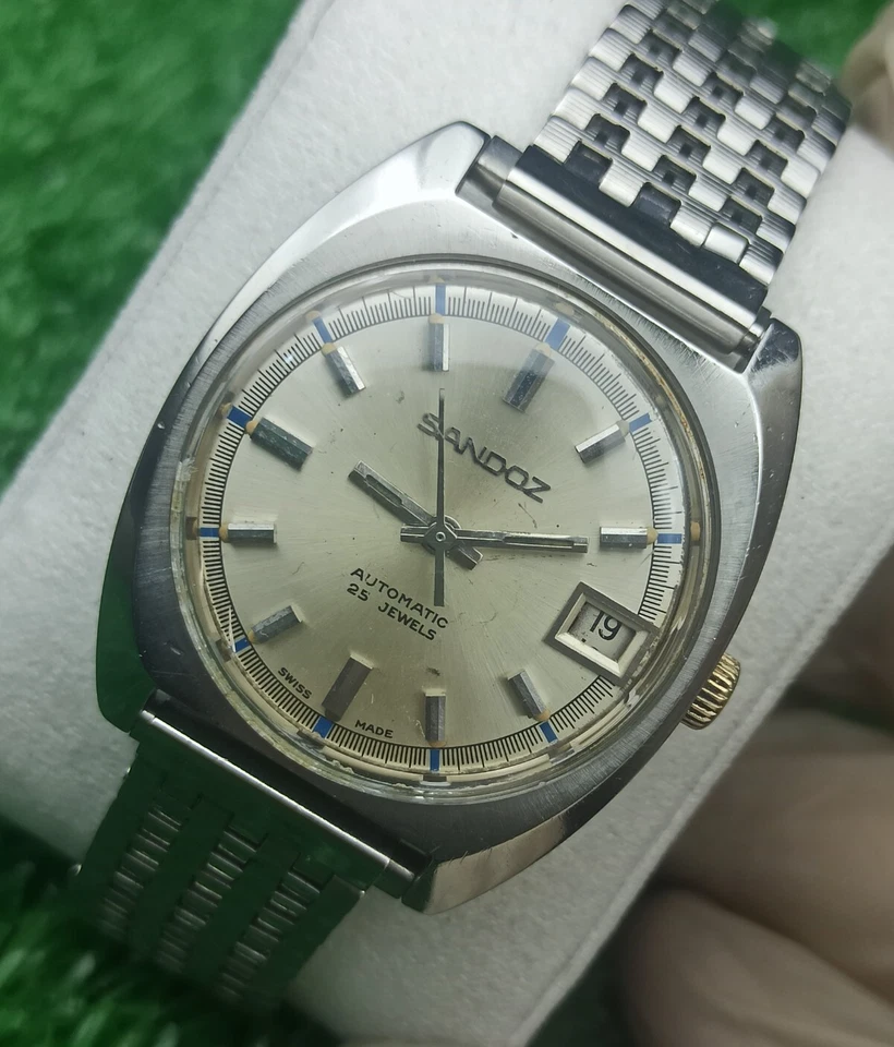 RELOJ AUTOMÁTICO SANDOZ ORIGINAL AÑOS 60 VINTAGE 25 JOYAS SUIZO 38 MM MUY RARO Foto 2 de 4