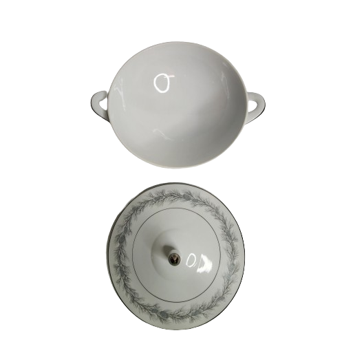 Style House Fine China Duchess Pattern Covered Serving Bowl and Gravy