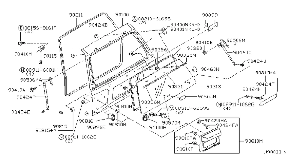 96-02 PROTECTOR PUERTA TRASERA NISSAN PATHFINDER P/N 90876-0W900 PIEZA ORIGINAL OEM Foto 4 de 4