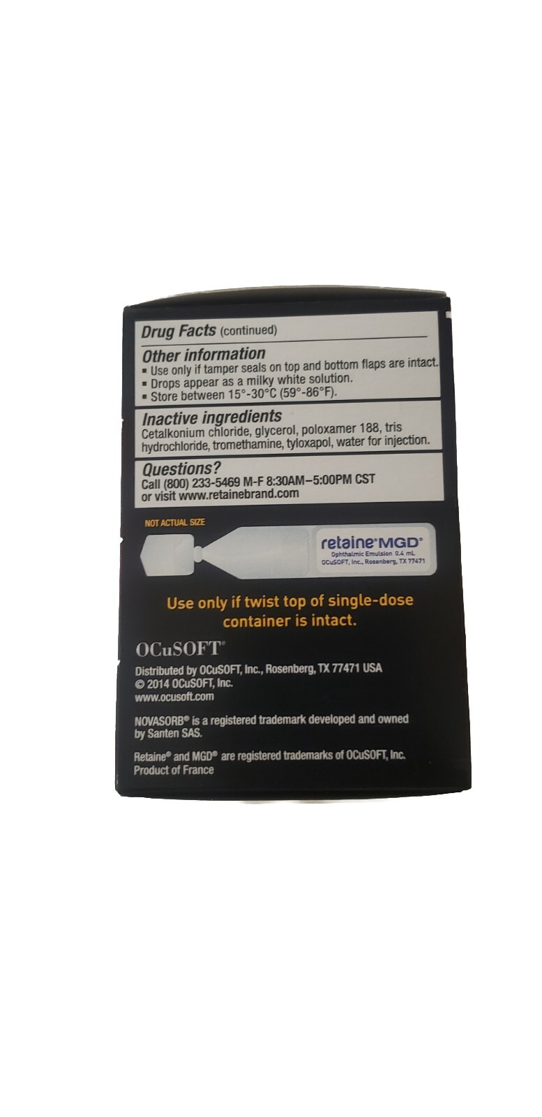 OCuSOFT Retaine MGD Emulsion 30 Single-Dose Containers Exp 05/2024 ...