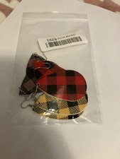 Faux Leather Buffalo Plaid Teardrop Earrings Red, Yellow, Brown 3 Pairs 35