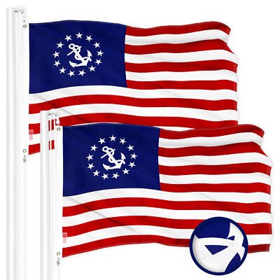G128 2 Pack: American USA Yacht Ensign Flag 2.5x4 Ft Embroidered 300D Polyester