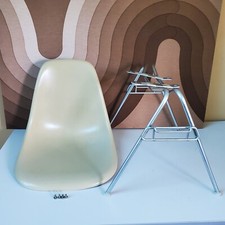 Vintage Herman Miller Eames Grey Yellow Side Shell Chair DSS Stackable Base