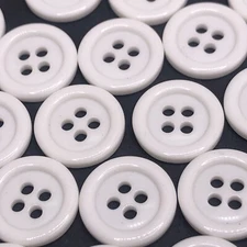 Vtg White 4-Hole Button w/ Raised Edge 15mm Lot 13 or 144