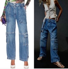 Free People We The Free Marx Slouchy Cargo Jeans Bluebell Sz 27 Revolve