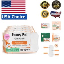 Honey Pot 120ct Non-Herbal Organic Cotton Panty Liners - Hypoallergenic Comfort