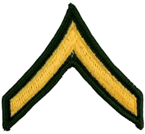 U.S. Army E-2 Female Private Gold/Green Pair Rank Regulation Patches