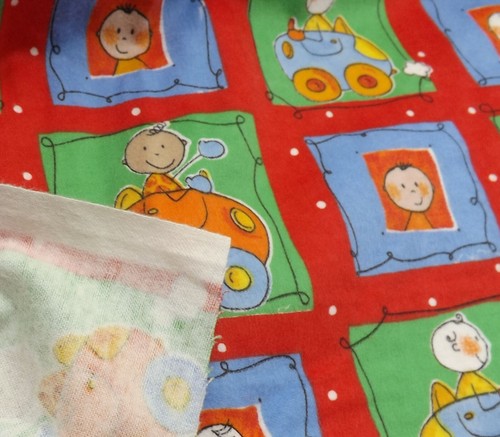 2006 David Textiles Red Squares Children Playing Cars Flannel Fabric 5 yds - Picture 7 of 9