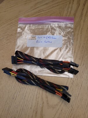 2 SETS of 5 Pin Braided HDD SSD CD DVD Power Supply Cable to (4) SATA Connectors