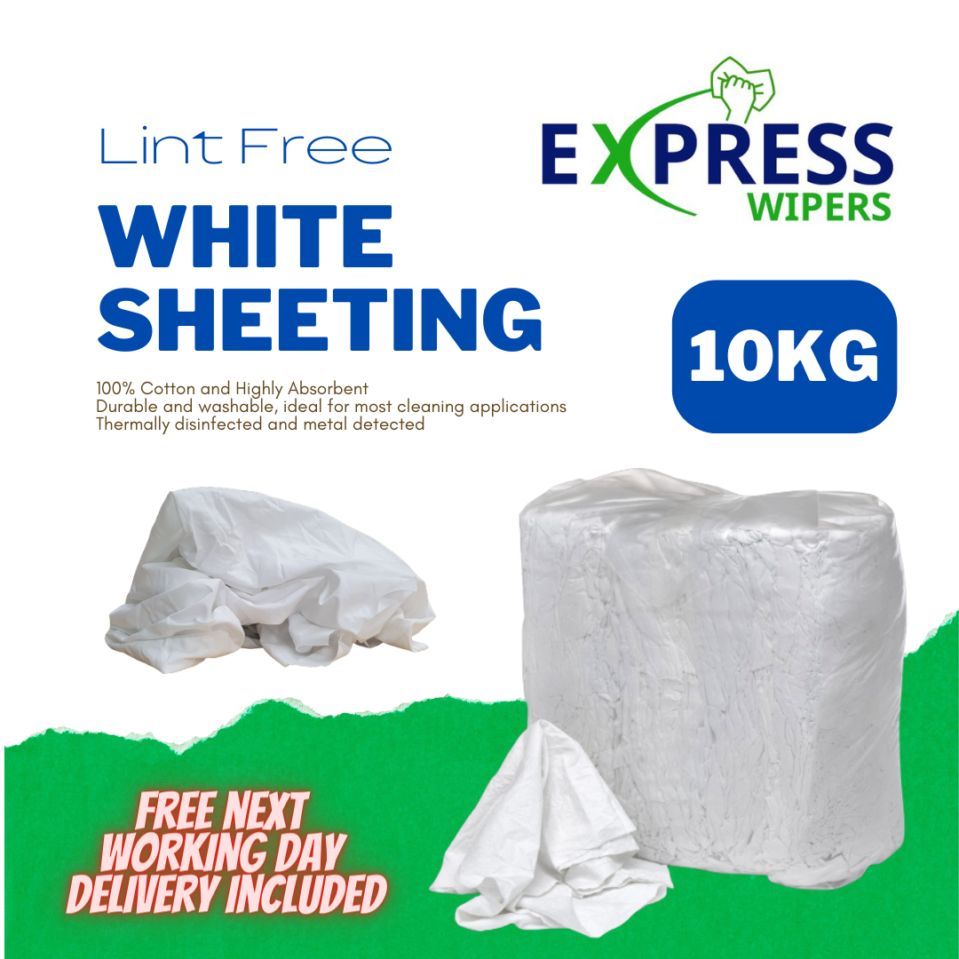 10kg White Cotton Sheet LintFree Industrial Cleaning Rags Wipers