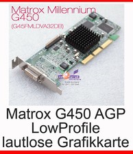 Lowprofile SFF Silent Graphics Card Matrox AGP DVI G450 32MB Passive Cooler #G21