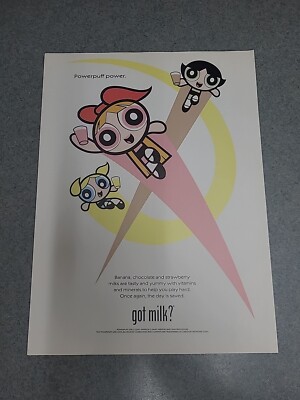 Power Puff Girls Got Milk Campaign Print Ad 2001 8x11 Great To Frame 