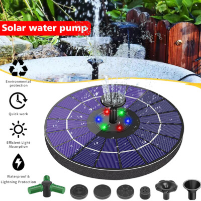 4W Solar Springbrunnen Solar Teichpumpe Wasserpumpe Solar Panel mit 6 LEDs Pumpe