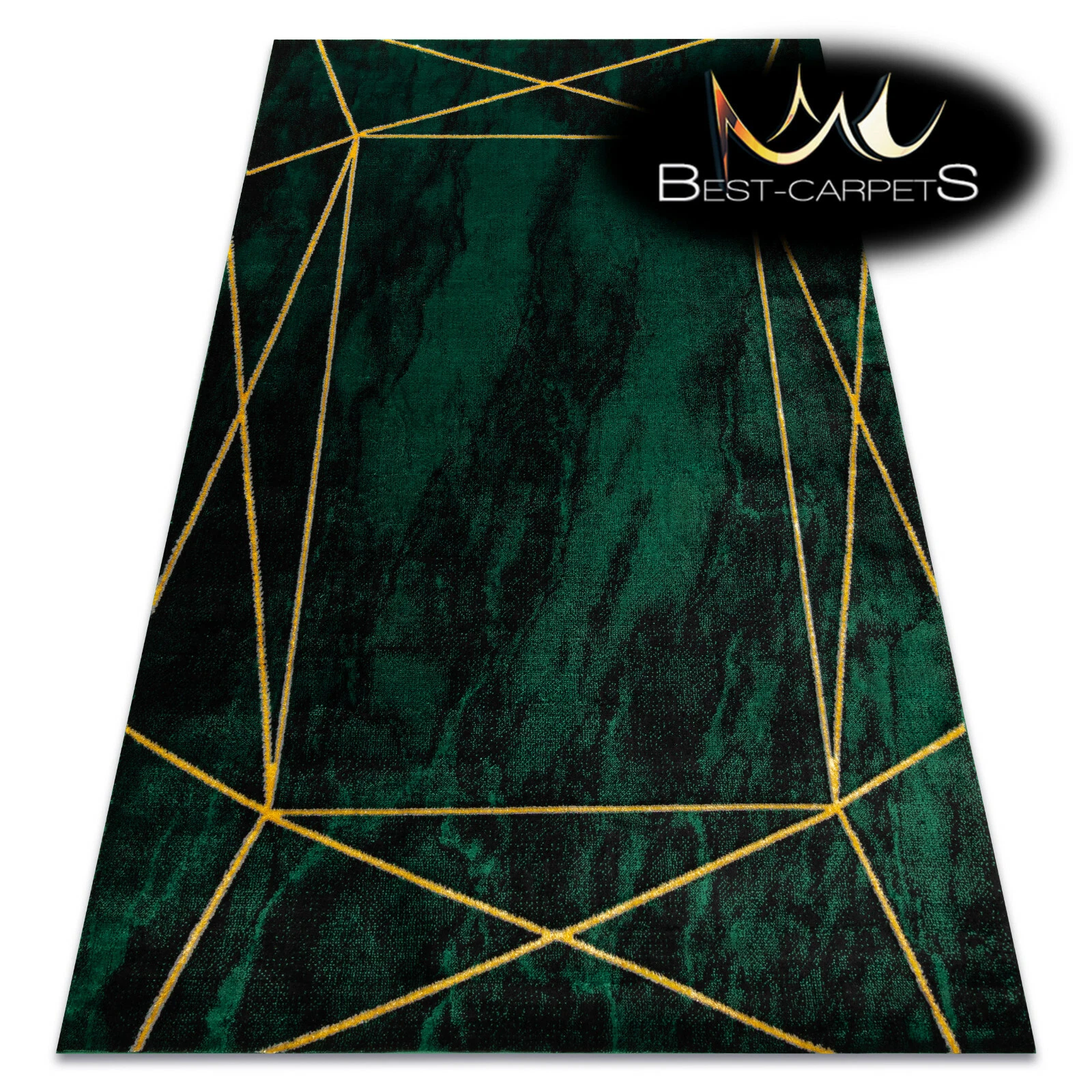 Exclusive Modern Rug "EMERALD" glamour geometric BOOTLE GREEN GOLD High Quality