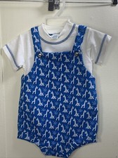 Vintage Carters Unisex Romper 2 Piece Set 12 Month Blue Giraffe