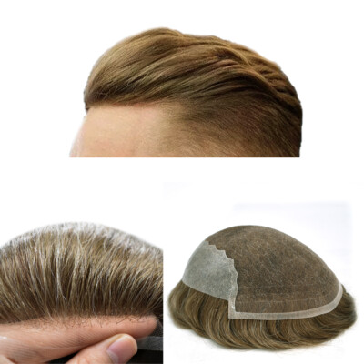 MensToupee  Swiss Lace Front Poly Pu Skin Hair Replacement Systems