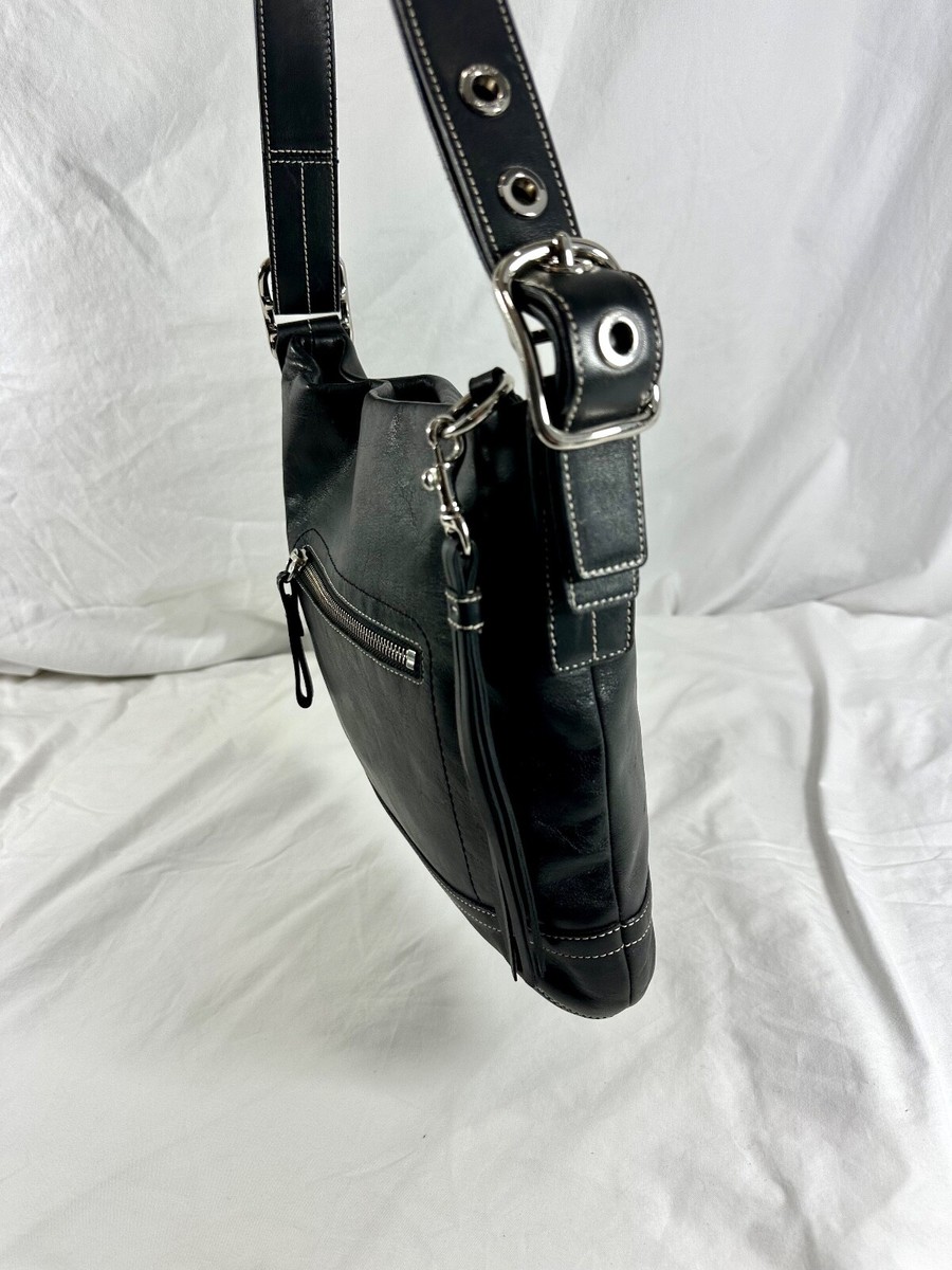 Genuine vintage COACH 1415 black leather Legacy slim tassel duffle