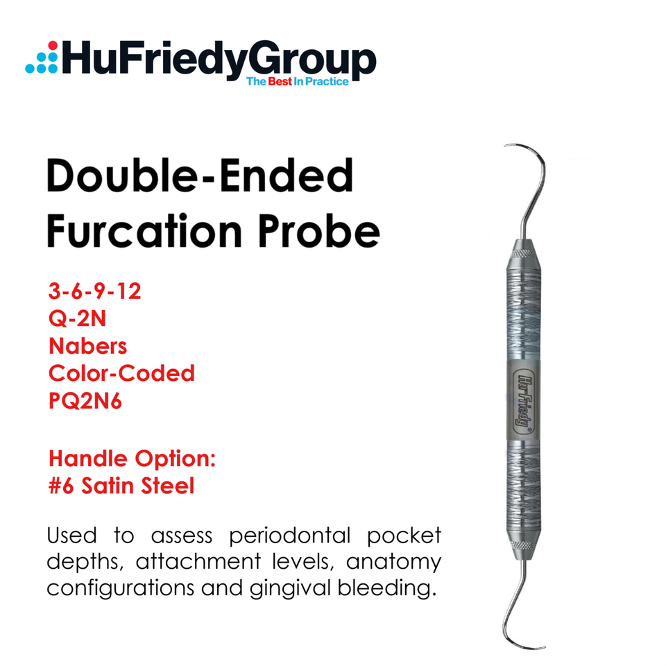 2 xNabers Q2N Colorcoded By HuFriedy DOUBLEENDED FURCATION Metal