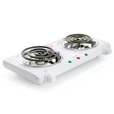 2-Burner 9 In. White Electric Countertop Hot Plate