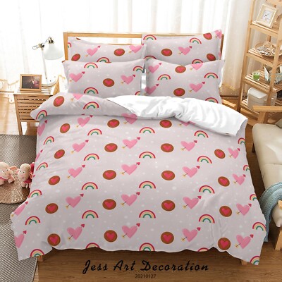 3D Valentine's Day Love Pattern Quilt Cover Set Bedding Sets Pillowcases Queen