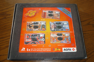 AGFA ! Jubiläum Edition  100 Jahre Marke Agfa ! 5 Easy Flash Kameras in Box !!!
