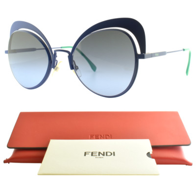 NEW!! FENDI FF 0247/S PJPGB Blue Cat Eye Round Full Rim Womens Sunglasses