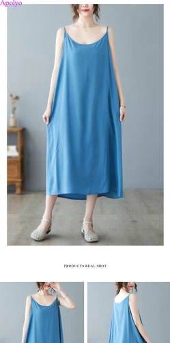 Womens Sundress Cotton Linen Slip Tank Summer Casual Loose Shirt Tunic Dress - Bild 12 von 29