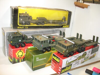 SOLIDO, camion militaire berliet porte char T12 complet + decalcs origine o