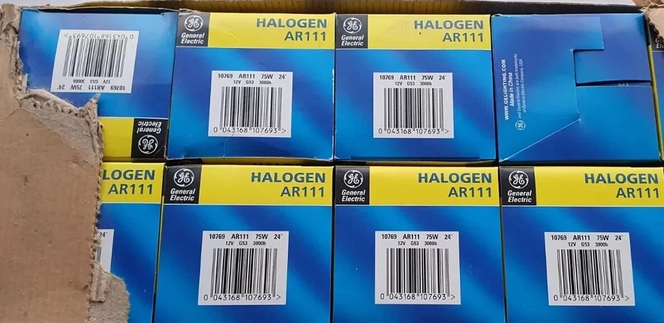 General Electric G53 Halogen bulb 75w AR111 12v 24 deg BRAND NEW Box of 8 - Image 2 of 4