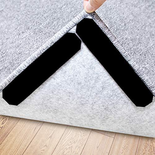 Rug Stopper, 16 Pcs Double Sided Non Slip Reusable Rug Stopper, Washable Black
