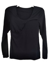 M S Collection Flexifit Long Sleeve Sleep Bra Top, Black, uk 12