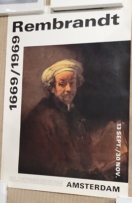 VINTAGE REMBRANDT POSTER OF RIJKSMUSEUM EXHIBITION CELEBRATING