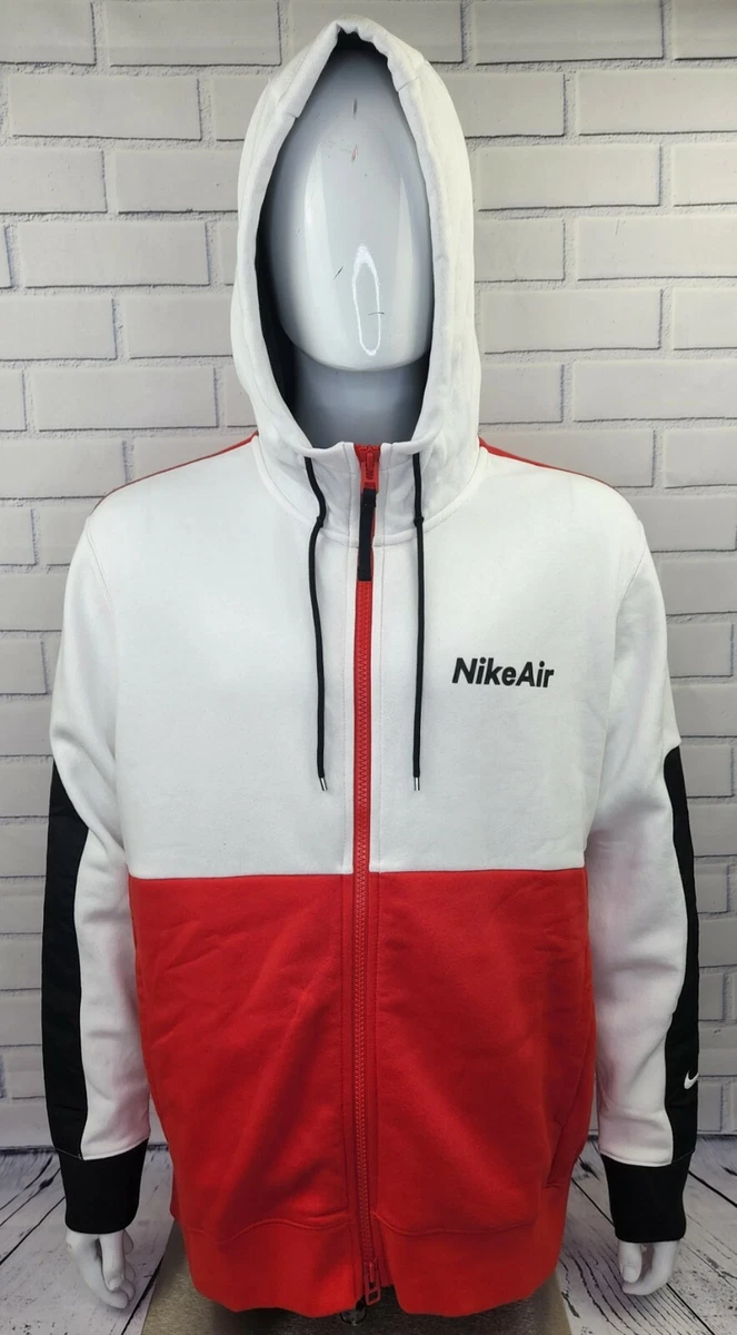 Nike Air Full Zip Hoodie Jacket Red White Black Men s Size XL DJ0450 100
