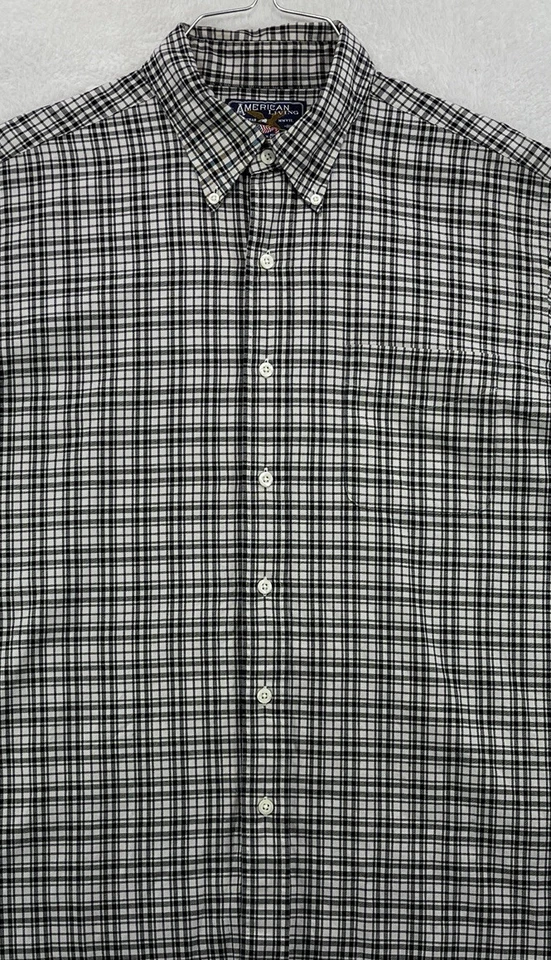 Camisa de algodón con botones de manga larga blanca y negra talla L de American Living para hombre Foto 2 de 4