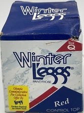 Vtg Winter Legs Size Q Pantyhose Control Top Closed Toe Red