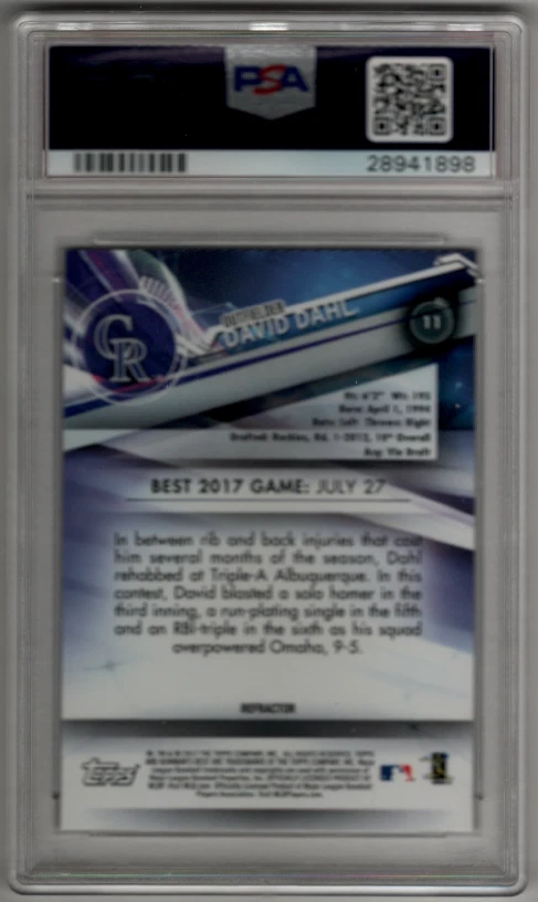 2017 Bowman's Best David Dahl Refractor #11 PSA 10 Gem Mint! Rookie - Image 2 of 2